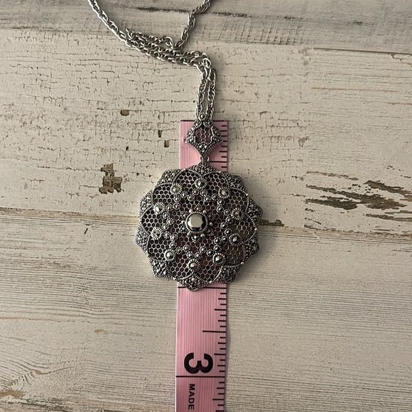 Judith Jack Sterling Silver Marcasite Large Statement Pendant Necklace - Picture 6 of 10